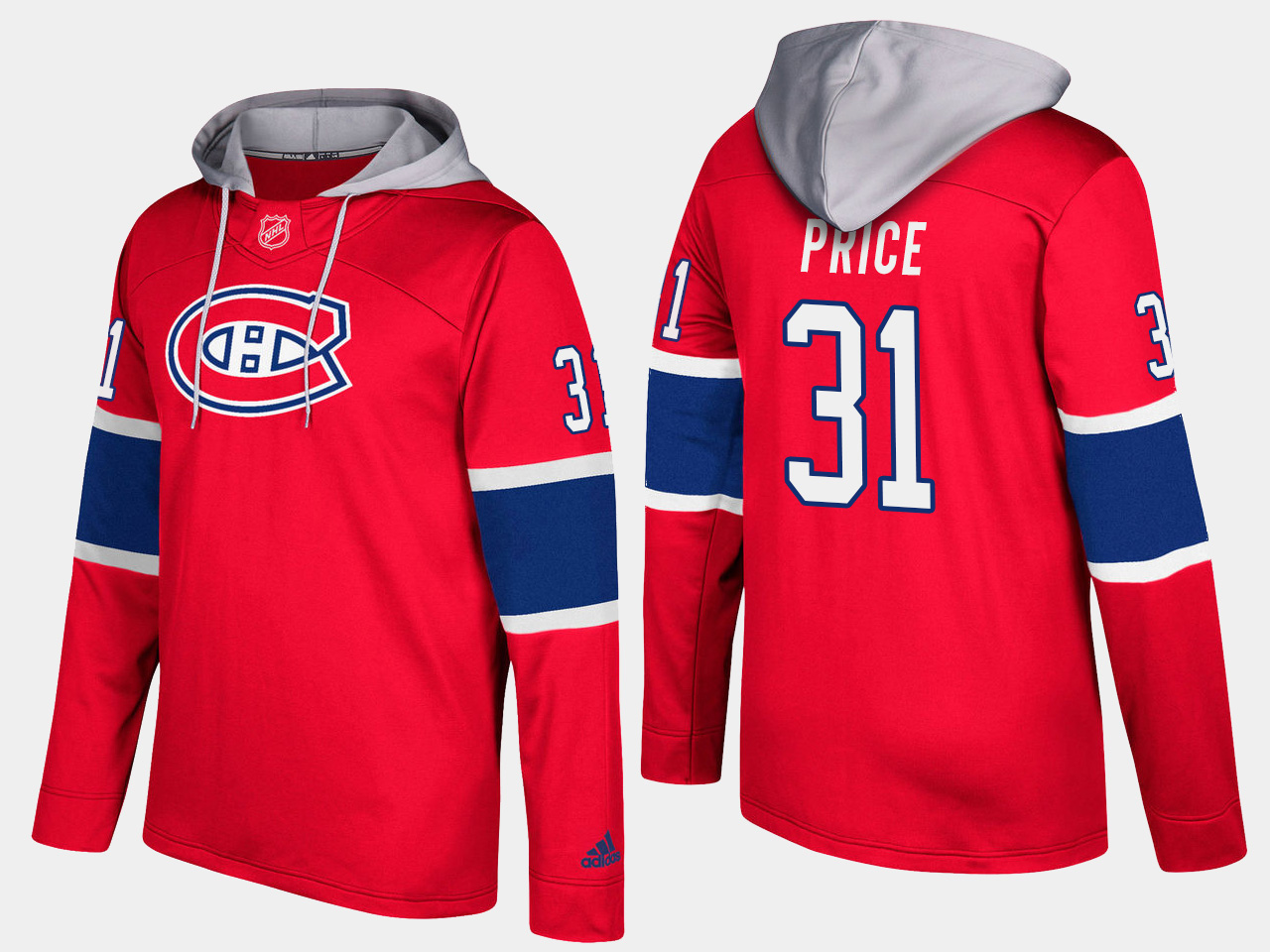 Men NHL Montreal canadiens #31 carey price red hoodie->montreal canadiens->NHL Jersey